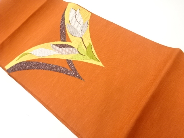 JAPANESE NAGOYA OBI / WOVEN FLORAL PLANTS